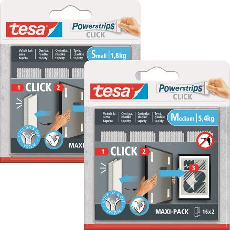 Strisce adesive in velcro TESA per pareti, velcro con colla per quadri e foto, 16 paia S+M