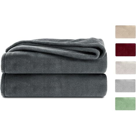 Bardusch-Plaid Couverture Polaire Flanelle, Certifié Canapé (Anthracite, 150 x 200 cm) (1/5)