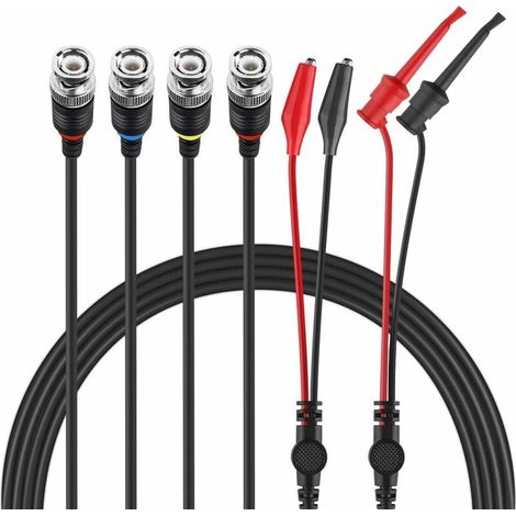 Fils De Test BNC - Fils De Test À Pinces Crocodile - Fils De Test À Pinces Mini - Câble Coaxial BNC-BNC - Lot De 3