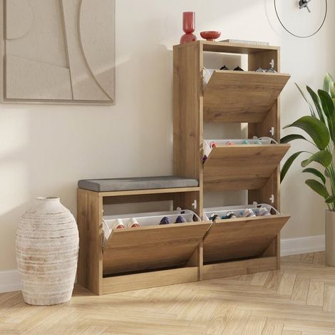 Schuhschrank Dude Natural Melamin 105x118,5x26 cm