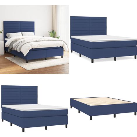 Boxspringbett mit Matratze Blau 140x190 cm Stoff - Boxspringbett - Schlafsystem - Doppelbett - Blau - Bettrahmen - Home & Living (1/5)