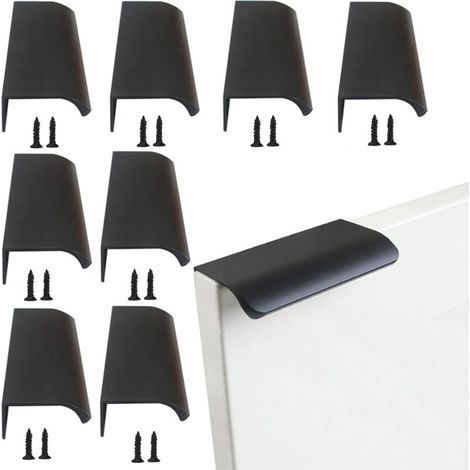 ZOLGINAH Set di 8 maniglie per mobili da cucina in lega di alluminio nero con finitura nichel spazzolato, pomelli per cassetti e ante di armadi e mobili (80 mm) (1/5)