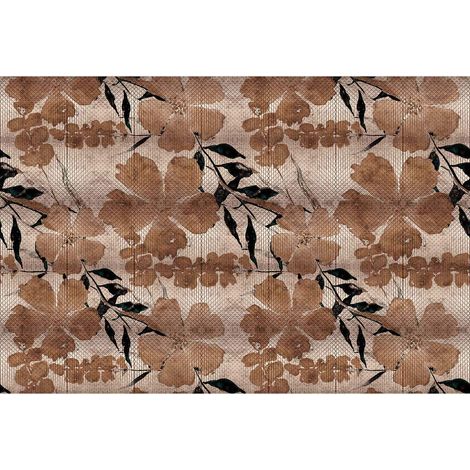 Papier peint panoramique floral japonais marron beige Tapisserie panoramique fleurie idéale salon Papier peint panoramique pour escalier (1/2)