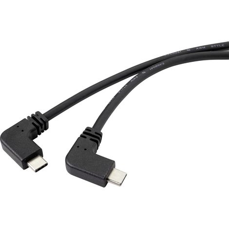 Renkforce USB-Kabel USB 3.2 Gen2 USB-C® Stecker, USB-C® Stecker 1.20 m Schwarz 90° nach links gewin (1/3)