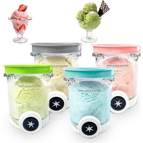 Lot de 4 Récipients Compatibles pour Ninja Creami Swirl, Récipients à Crème Glacée de 480 ml pour Ninja NC700 NC701EU Sans BPA et Compatibles Lave et Vaisselle