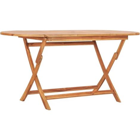 Table de jardin pliante, mesurant 160x80x75 cm, en teck massif. (1/5)