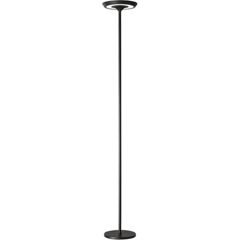 Balance - Lampadaire LED 25W en métal, 3000K, H. 180 cm, 2376 lm, interrupteur marche/arrêt et variateur au pied, noir - Perenz
