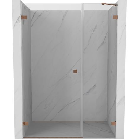Mexen Lunar-B linke, schwenkbare Duschtür 125 cm, transparent, gebürstetes Kupfer - 832S-125-050-65-00-L (1/5)