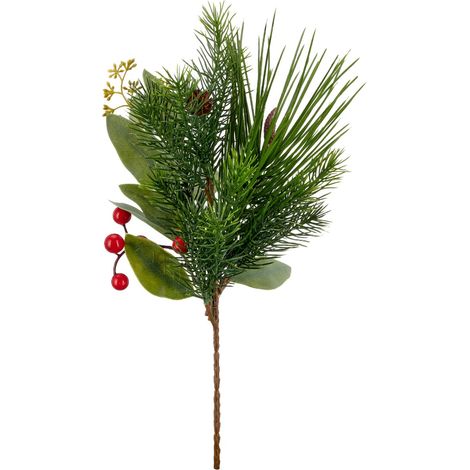 Gasper – Branche de sapin mixte avec baies artificielle – Rouge, 39 cm (1/2)