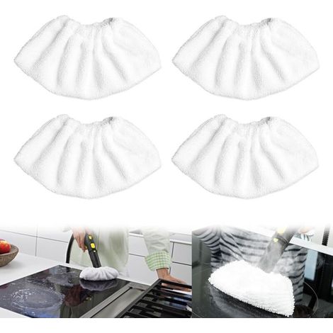 Nettoyage à la vapeur en microfibre pour la buse manuelle, ensemble de chiffons éponge, housse en coton éponge, compatible avec la plupart des Nettoyeur à vapeur (Blanc)