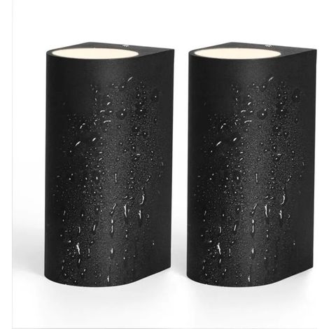 Appliques murales extérieures LED noir mat, 2 x 6 W GU10, IP65, 2800 K, pour jardin, terrasse ou garage (1/5)