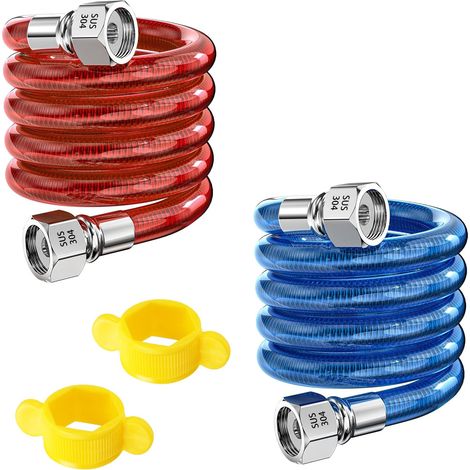 2 Pièces Tuyaux D'entrée Flexibles en Acier Inoxydable 304, G1/2" Connecteurs de tuyau pour Chauffe-Eau Eau Chaude et Froide, 60CM (1/5)