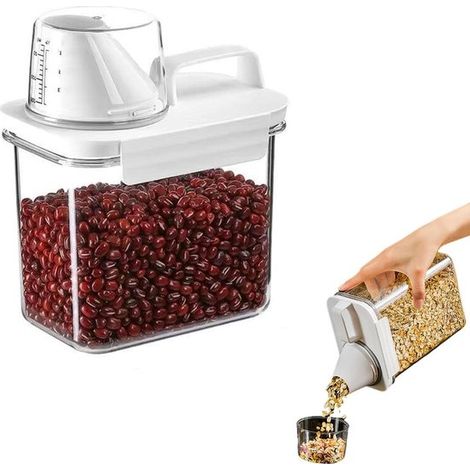 Contenitore ermetico Dailygoods, contenitore per alimenti con misurino, contenitore per cereali, contenitore per detersivo, contenitore per cibo per cani, trasparente, grande capacità (1/5)