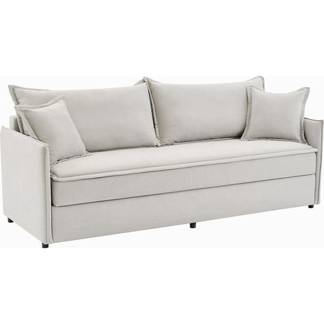 Divano letto 3 posti con seduta memory foam in Tessuto Beige - SERABA (1/4)