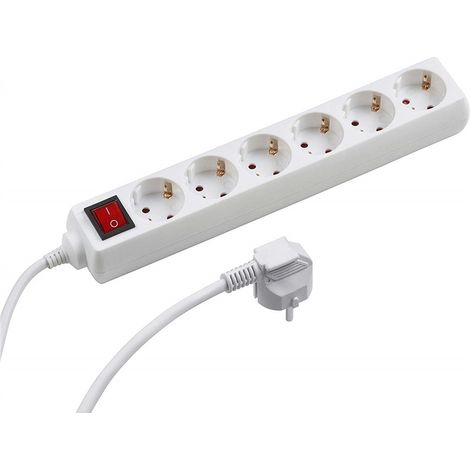 JSSEVN-Power-Base Mehrfachsteckdose Basic mit 6 Steckdosen, 1,5 mm x 3 m Kabel, Farbe: Weiß, Mittel (1/3)