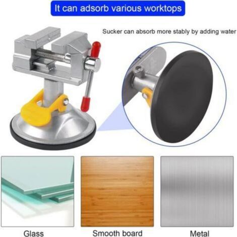 2 Pièces Étau d'établi Petit Étau Pivotant, Mini Étau à Rotation 360° avec Ventouse, 30mm, Étau de Table Pince pour Hobby (1/5)