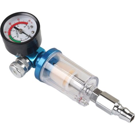 Filtre Séparateur Huile Eau - Régulateur de Pression avec Manomètre - Pour Aérographe - Filetage 1/4 Pouces - Cuivre (1/5)