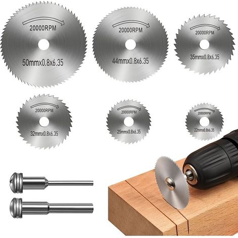 Disques de Coupe pour Outil Rotatif, Lames de Perceuse à Disque, Disques de coupe HSS, Lames de scie en acier rapide, Lame Mini Scie Circulaire pour la Coupe du bois, Plastique et Métal (8 Pièces) (1/5)