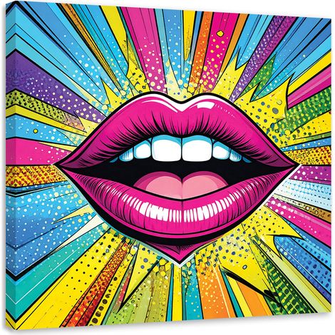 Toile Imprimée, Lèvres rouges dans le style pop art,20x20 (1/4)