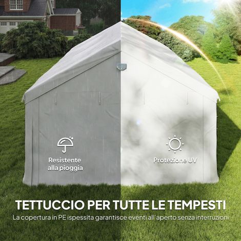 Tendone per Feste 4x6 m con Finestre e 4 Pareti Laterali Rimovibili, in Acciaio e PE, Bianco (1/5)