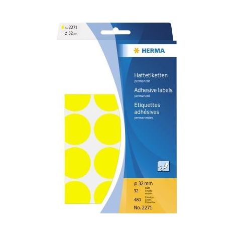 HERMA Markierungspunkt HERMA 32mm Papier gelb 480 Etik./Pack. HERMA 32mm Papier gelb 480 Etik./Pack. (1/4)