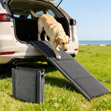 VEVOR Rampe pour Chien 160 x 43,2 cm Rampe Acces Voiture Pliable pour Chiens Moyens et Grands 113 kg Surface Antiderapante en Feutre pour Animaux de Compagnie Exterieur, Compatible avec SUV Camions (1/5)