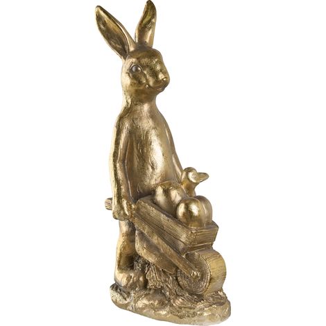 Figura decorativa de MgO conejo de Pascua decoración de jardín interior exterior artesanal dorado Skamby