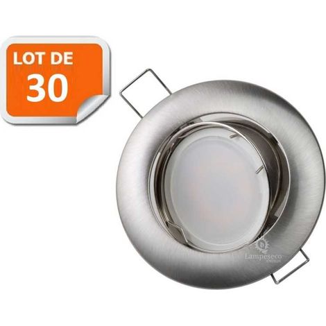 30 collerettes supports encastrables orientables aluminium spot LED rond alu brossé - Diametre 81mm - Trou de perçage 74mm (1/5)