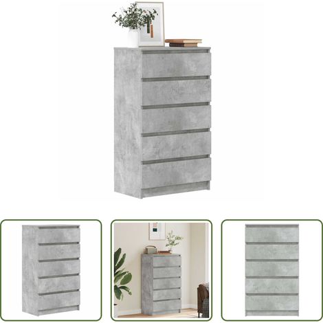 Betonfarbe - Schubladenschrank Betongrau 60x36x103 cm Holzwerkstoff (1/5)