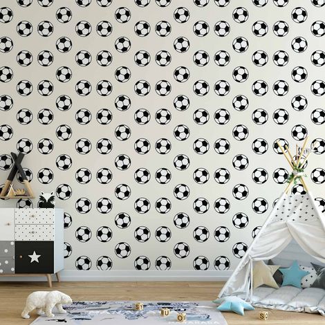 Fond d'écran - Football - Ballons noirs et blancs symétriques sur fond beige (1/4)