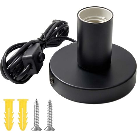 Porte-lampeE27, 1,8 m, DouillesE27aveccâble, SocleampouleE27avecprise, Douille avec interrupteur, Support de lampe pour ampoule avec câble, cordon d'alimentation avec interrupteur et prise (noir) (1/5)