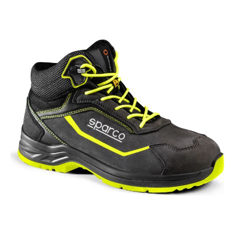 Sparco scarpa Indy Juri S3S calzatura di sicurezza antinfortunistica Grigio scuro/Giallo fluo Tg.42 in nubuck bottalato idrorepellente con puntale grigio scuro + giallo fluo 42