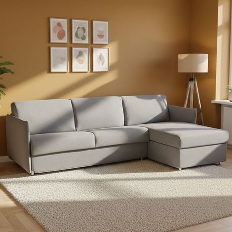 Schlafsofa mit Ottomane Scordia, abziehbar, Stauraum Made in Italy, wasserabweisend, multifunktional als Bett, 260x160 cm Grau (1/5)