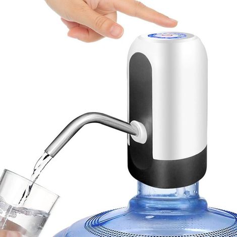 Tragbare, per USB aufladbare elektrische Wasserpumpe für 2-5 Gallonen-Wasserflaschen, tragbarer Wasserspender mit USB-Aufladung für Büro, Zuhause, Camping, Küche usw. Weiß (1/5)