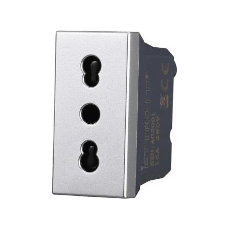 Ettroit Presa Bipasso Bivalente 2P+T 10/16A Colore Grigio Compatibile Con Bticino Axolute - AG2001