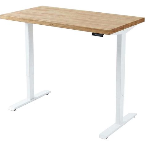 Mesa estudio STAND-140 elevable y motorizada acabado roble nordish/blanco, 76/126cm(alto) 140cm(ancho) 70cm(fondo) (1/4)