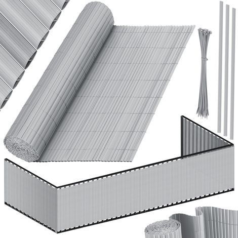 KESSER® PVC privacy screen fence privacy screen fence balcony cladding windbreak weatherproof reinforced slats for garden balcony terrace outdoor light grey / 160 x 400 cm