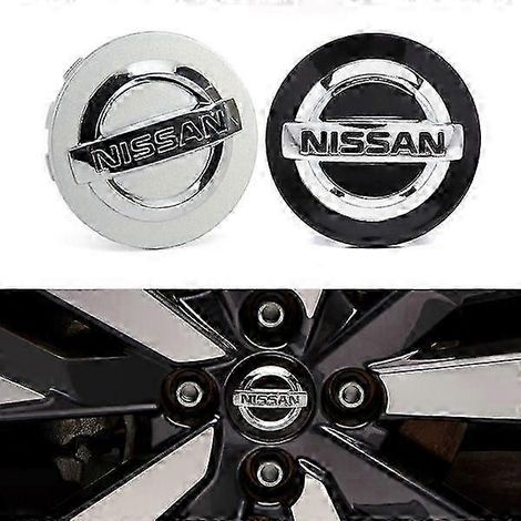 Lot de 4 enjoliveurs centraux Nissan / emblèmes de moyeu de roue - Voiture 54 mm - Noir (1/5)