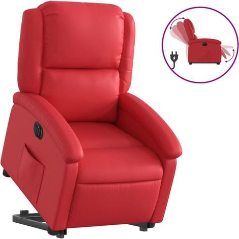Chaise inclinable électrique en similicuir rouge – Réglage électrique de la hauteur et de l’inclinaison, dossier et assise rembourrés, idéale pour salon ou bureau (1/5)