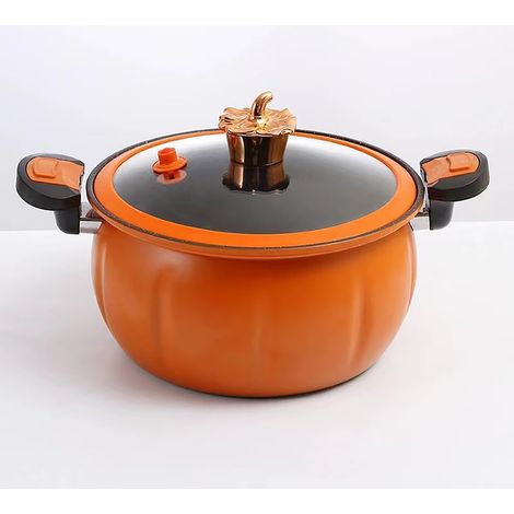 Nouvelle cocotte-minute tendance en forme de citrouille, grande capacité, antiadhésive, fabriquée en pierre de Maifan, couleur orange, 24 cm.