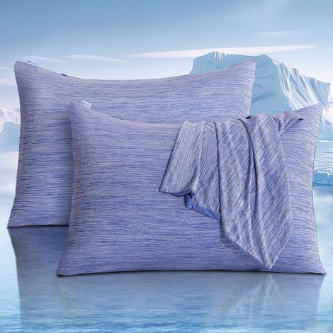 Lot de 2 Taie Oreiller Rafraichissante par Arc-Chill 3.0 Fibre Froid Q-Max 0,5 Japonais, Conception Recto-Verso et Fermeture à Glissière Cachée, Taie Oreiller Douce et Respirante 40x80 (1/5)