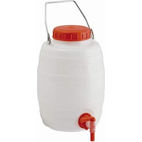 Fustino botticella in plastica 5 litri per alimenti con rubinetto e manico in acciaio per trasporto liquidi - Bianco neutro - Mobil Plastic (1/2)