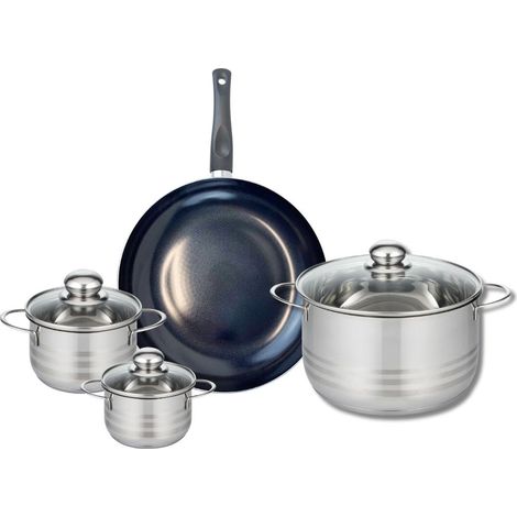 Ensemble de 1 Poêle de cuisson 28 cm et 3 faitouts 12, 14 et 24 cm Elo Prima Brillant (1/5)