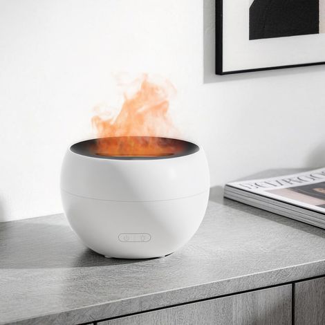 Diffuseur huiles essentielles - 150 ml - Effet flamme - Arrêt auto - Chambre, yoga - Blanc (1/5)