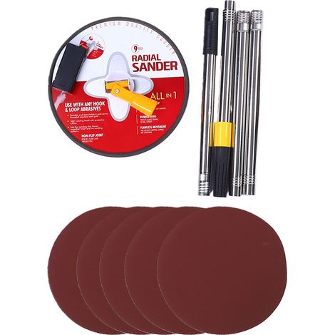 Ponceuse à manche télescopique de 23 cm (9 pouces) avec éclairage LED, pour cloisons sèches, avec rallonge et 5 feuilles de papier de verre pour la rénovation domiciliaire (1/5)