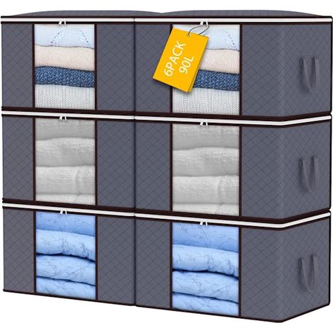 Housse de protection pour vêtements, lot de 6, 90L, grise, pliable, avec fermeture éclair, avec poignée.-AquaForge (1/5)