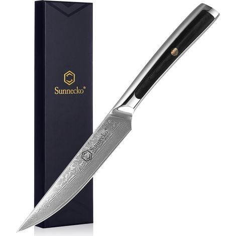 Couteau Viande 13 cm Acier Damas 73 Couches Couteau Cuisine Japonais Universel Poignée G10 Steak Dîner Crêpe (1/5)