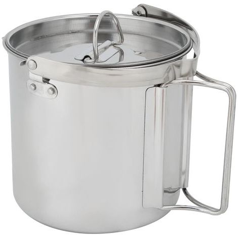 1.2L Bouilloire de Camping Extérieur Portable en Acier Inoxydable Marmite Suspendue Randonnée Cuisine (1/5)