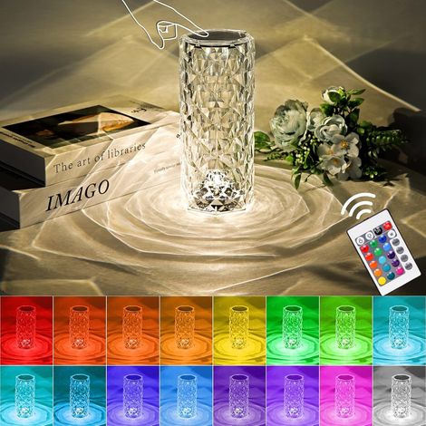 Tischleuchte „Rose Shadow Crystal“ mit Touch-Steuerung, 16 RGB-Farben, USB-Anschluss und Fernbedienung, LED-Rose-Diamant-Touch-Lampe für Bar, Schlafzimmer, Geschenk für Kinder und Mädchen (1/5)