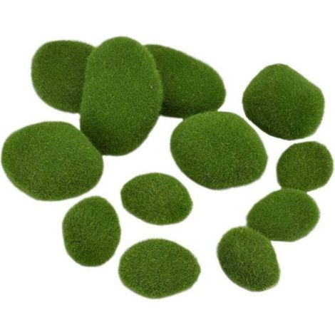 Pierres De Mousse Artificielles - Mousse Verte Naturelle - Pour Décoration De Jardinage Fleurs Table Mariages - Lot De 12 Pièces (1/4)